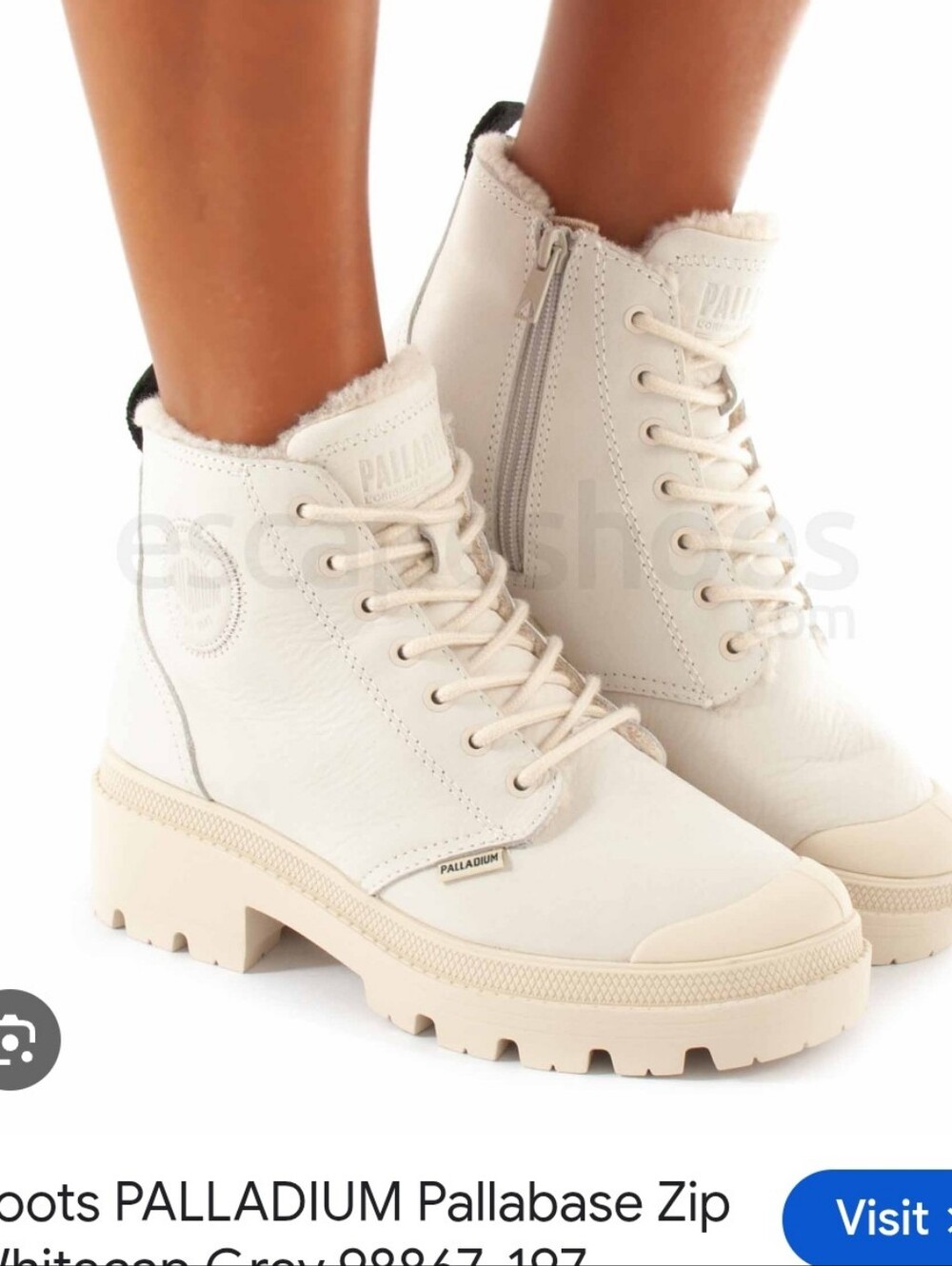 Palladium Women's Lace-Up Ankle Boots in Off-White